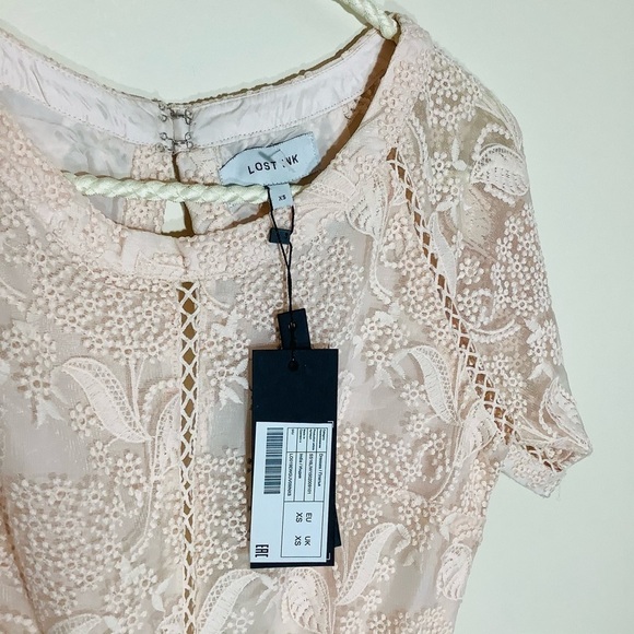 LOST INK EMBROIDERED LACE BLUSH Dress NWT XS - Picture 9 of 9